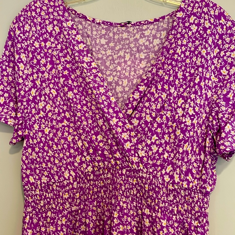 New Boho Floral Wrap Top Maxi Dress Purple Lilac White